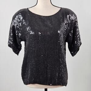 VTG Black Sequin Silk Top Party Occasion Jean for‎ Joseph Le Bon | Women's S